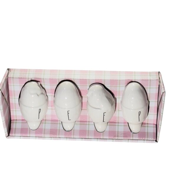 RAE DUNN Magenta Artisan Collection Chick Egg Cups Set of 4  Decorative Use Only - Picture 1 of 7